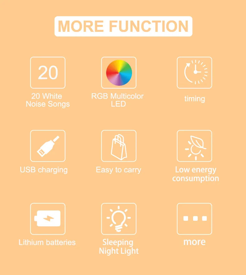 Portable White Noise Machine Sleep Aid with LED Breathing Light And 20 ...