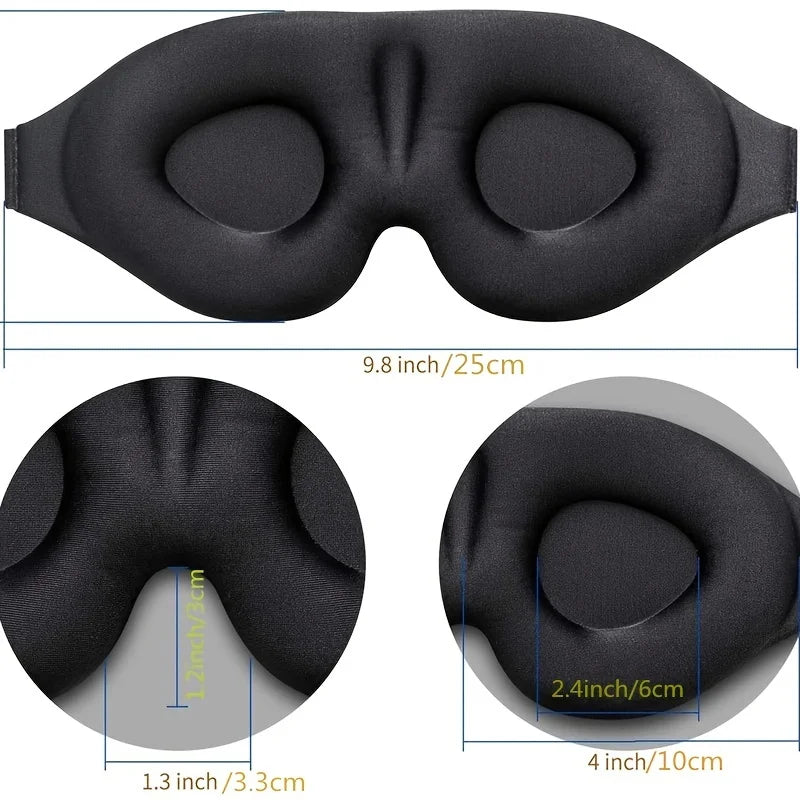 3D Contour Cup Sleep Mask With Noise Ear plug, Light Blocking Night Facial Mask, Soft & Comfortable, Soothing