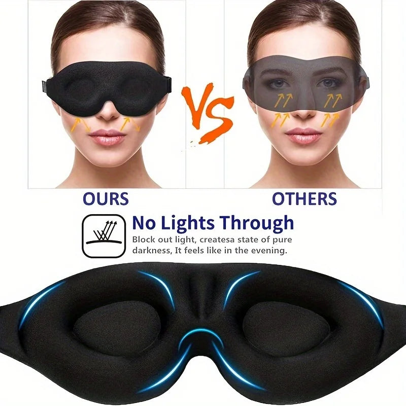 3D Contour Cup Sleep Mask With Noise Ear plug, Light Blocking Night Facial Mask, Soft & Comfortable, Soothing